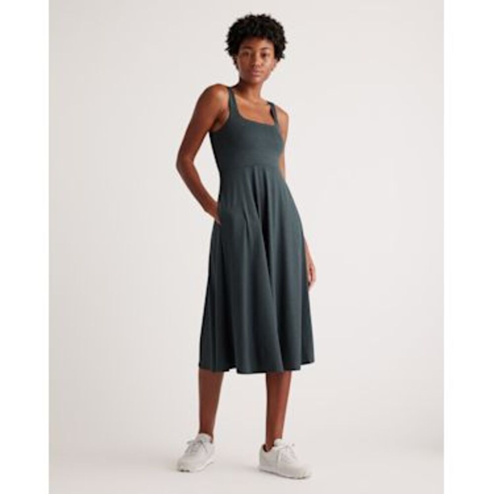 Quince Teal Green Sleeveless Midi Dress